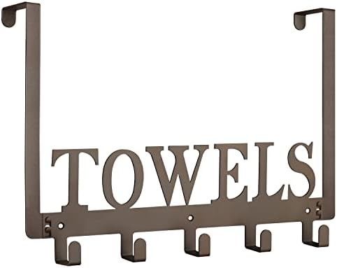 Towel Hooks for Bathroom Over the Door Hooks Wall Mount Rack Holder, Heavy Duty Robe Hooks Hanger for Metal Sandblasted Organizer for Towel Clothes Bag Robe(Coffee)