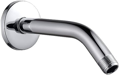 Cobbe Shower Arm with Flange and Teflon Tape, 6-Inches Wall Mounted Shower Pipe Arm 304 Stainless Steel Extension for Fixed Shower Head, Chrome