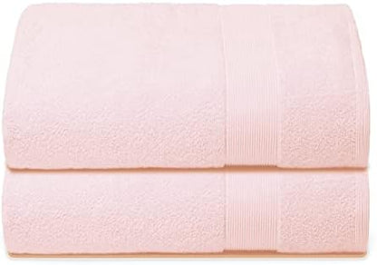 Belizzi Home Premium Cotton Oversized 2 Pack Bath Sheet 35x70-100% Pure Cotton - Ideal for Everyday use - Ultra Soft & Highly Absorbent - Machine Washable - Pink