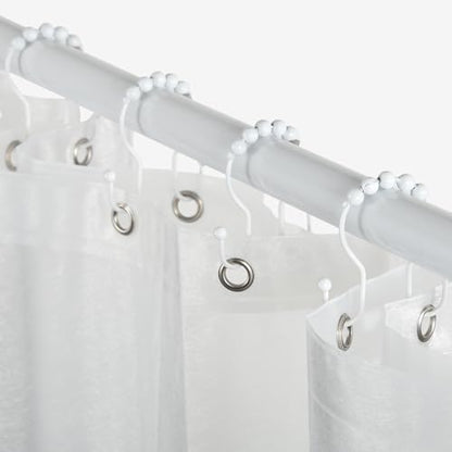 Goowin Shower Curtain Hooks, 12 Pcs Shower Curtain Rings, Stainless Steel Shower Curtain Hangers, Double Hook Shower Curtain Hooks, Smooth Sliding Anti-Drop Shower Rings for Curtain (White)