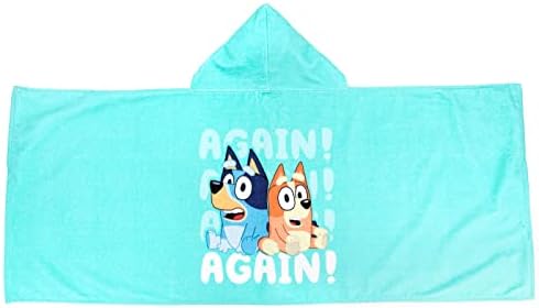Jay Franco Bluey Bingo Cartoon Kids Hooded Towel Bath Wrap, Blue