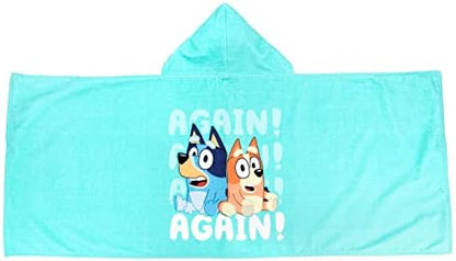 Jay Franco Bluey Bingo Cartoon Kids Hooded Towel Bath Wrap, Blue