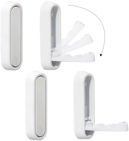 Dntorx Folding Wall Hooks, 2 Pack, White, Zinc Alloy, Heavy Duty Coat Hooks