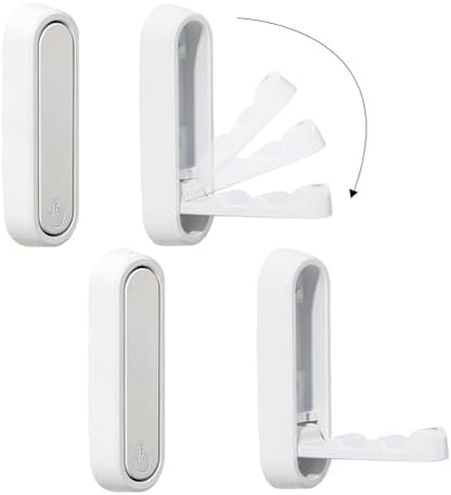 Dntorx Folding Wall Hooks, 2 Pack, White, Zinc Alloy, Heavy Duty Coat Hooks
