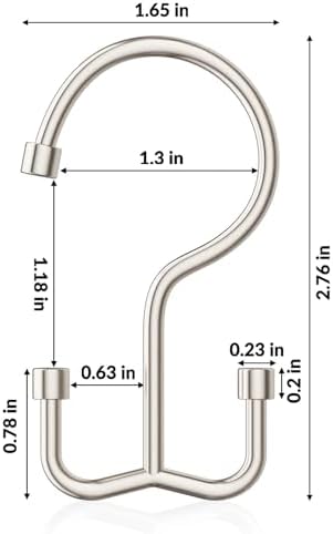 Goowin Shower Curtain Hooks, Shower Curtain Rings, Metal Shower Curtain Hangers Rust Proof, Double Glide Shower Rings for Curtain, Simple Shower Hooks for Shower Curtain, Nickel, 12 Pack-Cylinders