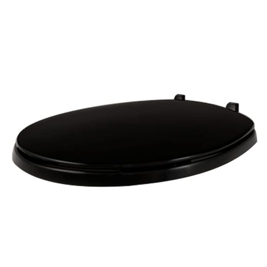 Centoco Black Toilet Seat Round, Toilet Seat Cover, Closed Front with Cover, Residential, Top Mount Plastic Hinge, Plastic, Made in the USA, 200-407