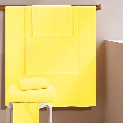 MyOwn Premium Cotton 6 Pack Towel Set for Bathroom, Contains 2 Bath Towels 28x55 inch, 2 Hand Towels 16x24 inch & 2 Wash Coths 12x12 inch, Ideal Everyday use, Compact & Lightweight - Lime Yellow