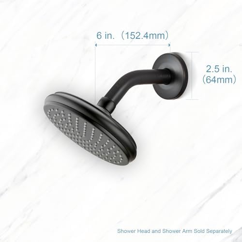 OFFO Shower Arm with Flange, 6 in Oil Rubbed Bronze Wall Mount Replacement Angle Shower Head Arm Wall-Mounted For Fixed Shower Head & Handheld Showerhead