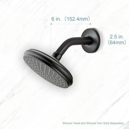 OFFO Shower Arm with Flange, 6 in Oil Rubbed Bronze Wall Mount Replacement Angle Shower Head Arm Wall-Mounted For Fixed Shower Head & Handheld Showerhead