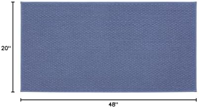 TYUU Bathroom Rugs Non Slip Washable, Super Absorbent Thin Bath Mat Quick Dry Low Pile Bathroom Rug, Denim Blue 20"x48"