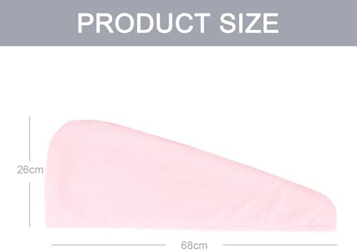 MaopaoBeauty Microfiber Hair Towel, 2 Packs Hair Turbans for Wet Hair, Drying Hair Wrap Towels for Curly Hair Women, Large Hair Towel for All Hair Style, Pink