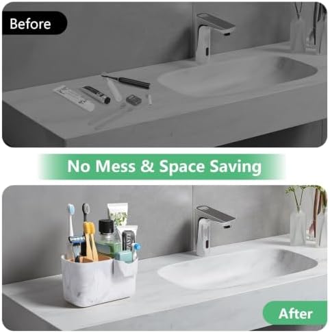 GFWARE Marble Toothbrush Holder, Bathroom Storage Organizer with Small Box