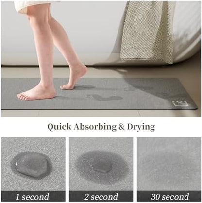Extra Long Bathroom Runner Large Stone Bath Mats for Bathroom,17"x59"Grey