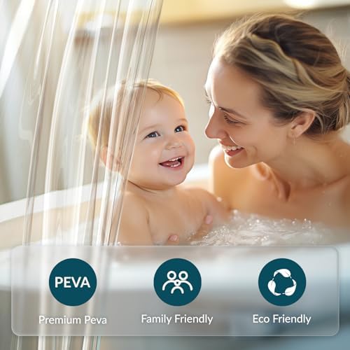 Titanker Clear Shower Curtain Liner, Plastic Shower Liner PEVA 72 x 72 Lightweight Waterproof Shower Curtains for Bathroom with Magnets and Rustproof Grommets (Pack of 3)