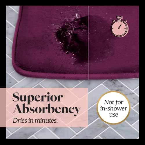 Memory Foam Bath Mat Non Slip Absorbent Super Cozy Velvet Bathroom Rug Carpet (22 inches X 36 inches, Eggplant)