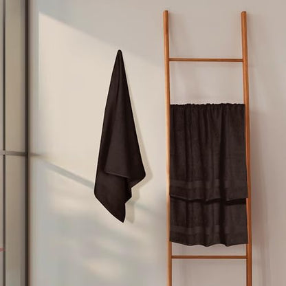 GLAMBURG Premium Cotton 4 Pack Bath Towel Set - 100% Pure Cotton - 4 Bath Towels 27x54 - Ideal for Everyday use - Ultra Soft & Highly Absorbent - Chocolate Brown