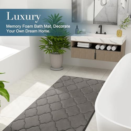 OLANLY Memory Foam Bath Mat Rug 44x24, Ultra Soft Bathroom Rugs, Taupe