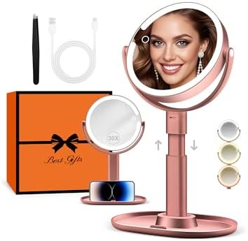 B Beauty Planet Vanity Mirror with Lights, Magnifying Makeup Mirror 30X/1X