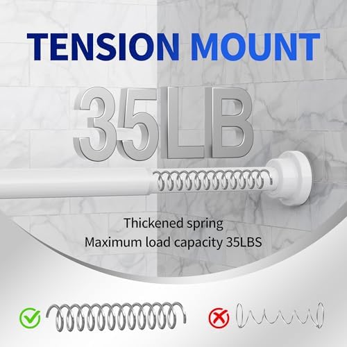 Mcrbeay Shower Curtain Rod, 1" Diameter Heavy Duty Tension Shower Rod