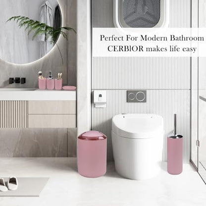 CERBIOR Bathroom Accessories Set 6 Piece Bath Ensemble, Blush Pink