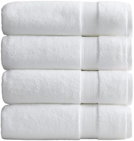 Springtree Home Luxury Bamboo Rayon Plush Bath Towel Set | 4-Pack | White