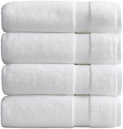 Springtree Home Luxury Bamboo Rayon Plush Bath Towel Set | 4-Pack | White