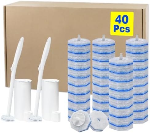 2 Disposable Toilet Brush and Holder Set, with 40 PCS Brush Head for Clorox