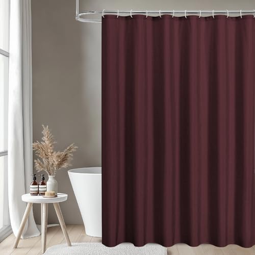 Waterproof Fabric Shower Curtain,No Liner Needed,72x72,Burgundy
