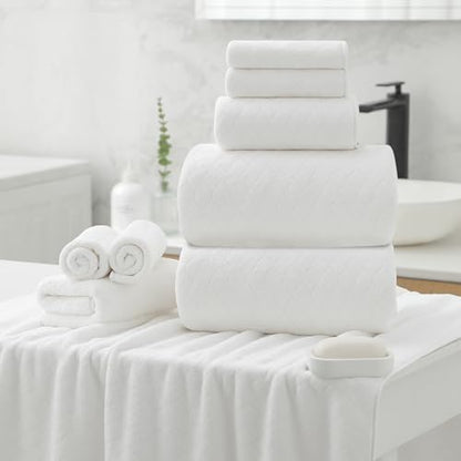 Hailea Luxury Bath Towels Set - 12 Piece (4 Large Bath Towels,4 Hand Towels,4 Washcloths), 100% Microfiber,Extra Absorbent Super Soft & Quick Dry,Complete Family Pack for Bathroom Gym Pool,White