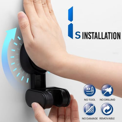 TAILI Suction Shower Head Holder,Height Angle Adjustable,Universal,Black