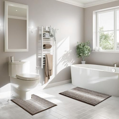 BSICPRO Bathroom Rugs Sets 2 Piece, 32"x20" + U-Shaped 24"x20", Coffee
