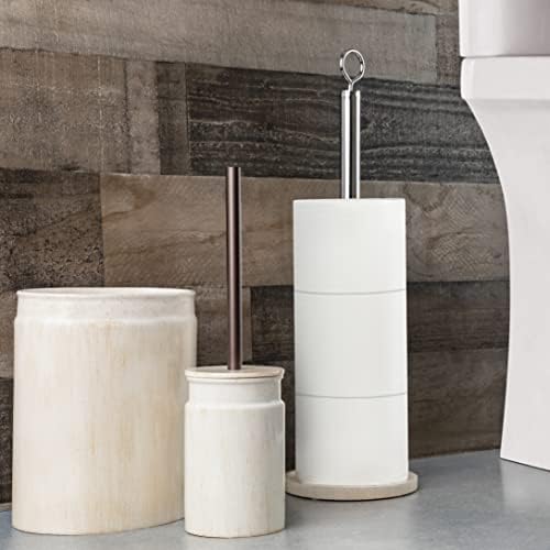 Creative Scents Rustic Luxe Small Bathroom Trash Can 1.53 Gal / 5.8L - Oval Bathroom Garbage Can Bin for Modern Farmhouse Decor - Small Waste Basket for Bathroom and Bedroom