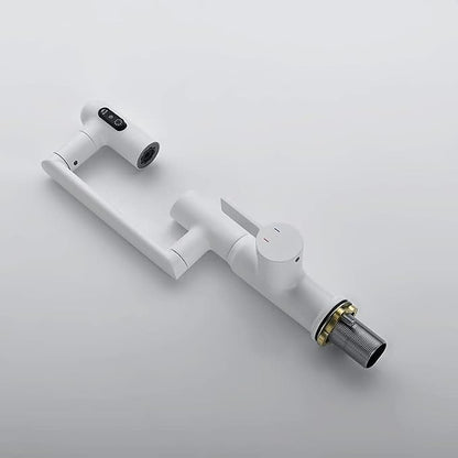 Rotatable Bathroom Faucet with Temperature Display in Fahrenheit (Batteries-Free), 3 Water Outlet Modes, White, BF2204-4