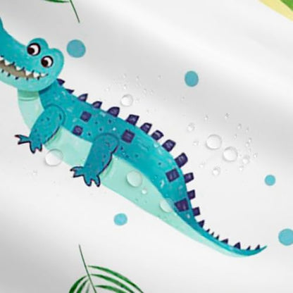 Feelyou Alligator Decor Fabric Shower Curtains Cartoon Australian Crocodile Shower Curtain for Kids Boys Girls Palm Leaves Bathroom Waterproof Accessories with Hooks Cute Wild Animal,72x84 Inches