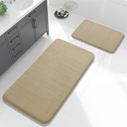 Yimobra Large Memory Foam Bathroom Mat Set, 44 x 24&24 x 17 in, Pale Khaki