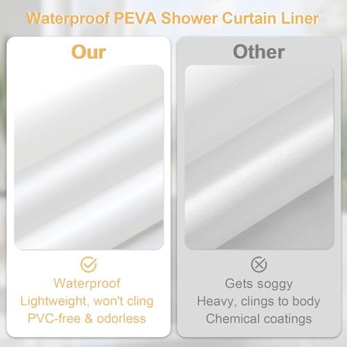 3 in 1 Boho Floral Shower Curtain Set with PEVA Liner & 12 Hooks, 36 x 72