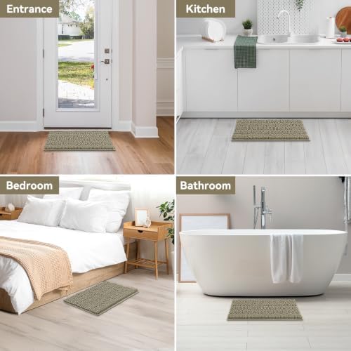 Bcoimo Bath Rug Mat,36x24 Chenille High Absorbent Latte Bathrom Floor Mats