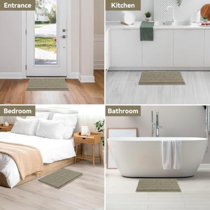 Bcoimo Bath Rug Mat,36x24 Chenille High Absorbent Latte Bathrom Floor Mats