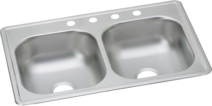 Elkay D233194 Dayton Equal Double Bowl Drop-in Stainless Steel Sink 33 x 19 x 6.5