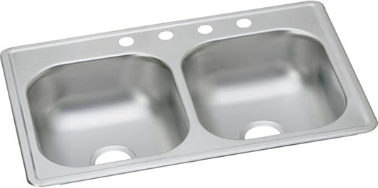 Elkay D233194 Dayton Equal Double Bowl Drop-in Stainless Steel Sink 33 x 19 x 6.5