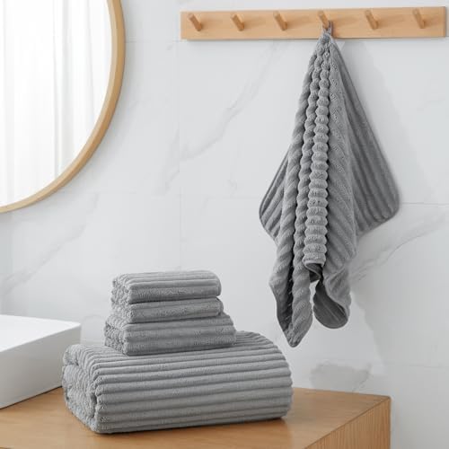2 Piece Bath Sheets, 40"x80" Microfiber Bath Towels, Grey