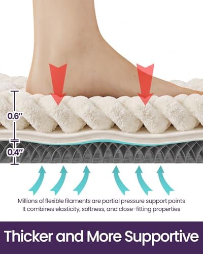 DEXI Bathroom Rugs 43x24, Non Slip Washable Chinelle Bath Mat, Cream