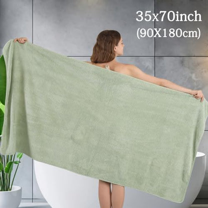8 Piece Sage Green Bath Towels Set,2 Oversized Large Bath Sheets,2 Hand Towels and 4 Washcloths,600 GSM Soft Fluffy Luxury Towel Set,Highly Absorbent Quick Dry Towel Collection for Bathroom,Home,Hotel