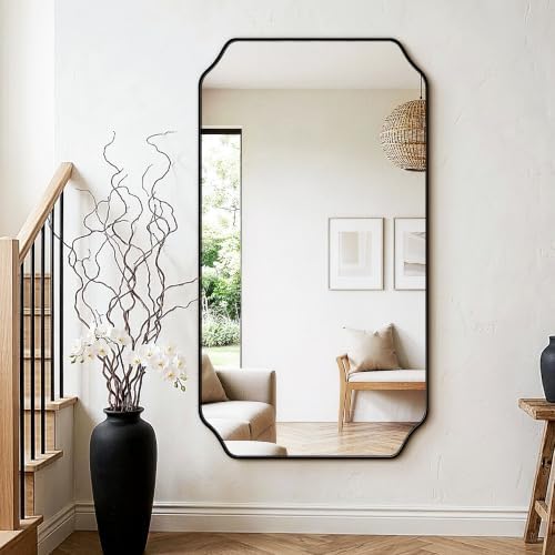 Vanity Bathroom Mirror for Over Sink, 55"x30", Black Metal Framed