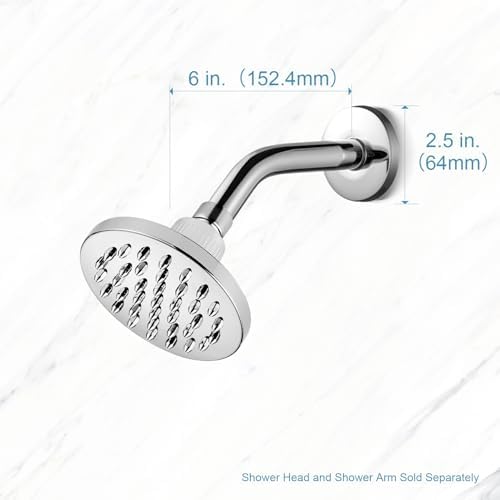 OFFO Shower Arm with Flange, 6 in Wall Mount Replacement Angle Shower Head Arm Wall-Mounted For Fixed Shower Head & Handheld Showerhead, Chrome