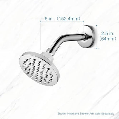 OFFO Shower Arm with Flange, 6 in Wall Mount Replacement Angle Shower Head Arm Wall-Mounted For Fixed Shower Head & Handheld Showerhead, Chrome