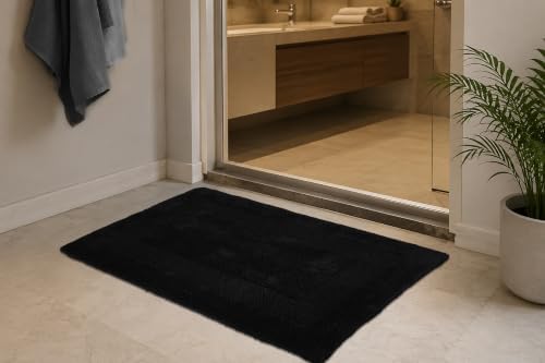 COTTON CRAFT Bath Rugs - 2 Pack Large 20x30 Soft Plush Bath Mats - Black