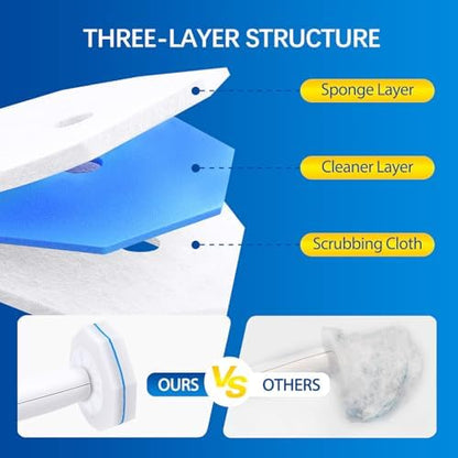 64 Count Disposable toilet brush head for Clorox Toilet Wand, Disposable Toilet Brush Heads, 5X Cleaning Power, Tear-Resistant, Fresh Scent
