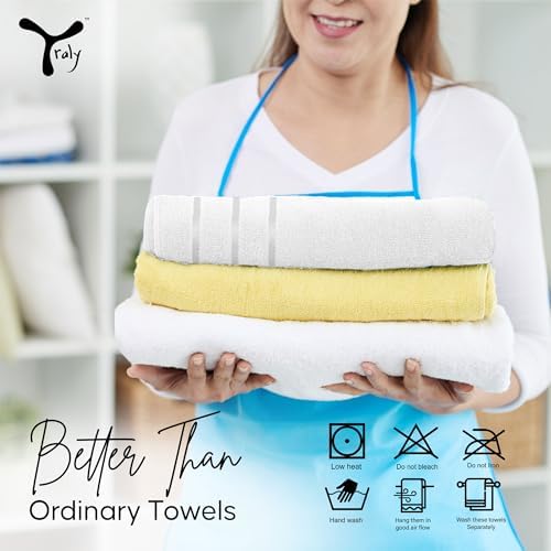 Luxury Hand Towels for Bathroom Set of 4 (16 x 28 Inch) Soft & Absorbent 600GSM Ring Spun Cotton Hand Towel Sets for Bathroom, Gym, Hotel and Spa - Viscose Stripe