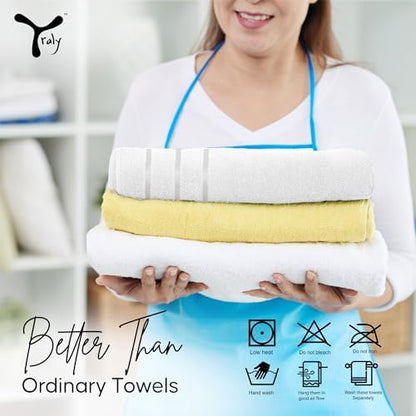 Luxury Hand Towels for Bathroom Set of 4 (16 x 28 Inch) Soft & Absorbent 600GSM Ring Spun Cotton Hand Towel Sets for Bathroom, Gym, Hotel and Spa - Viscose Stripe